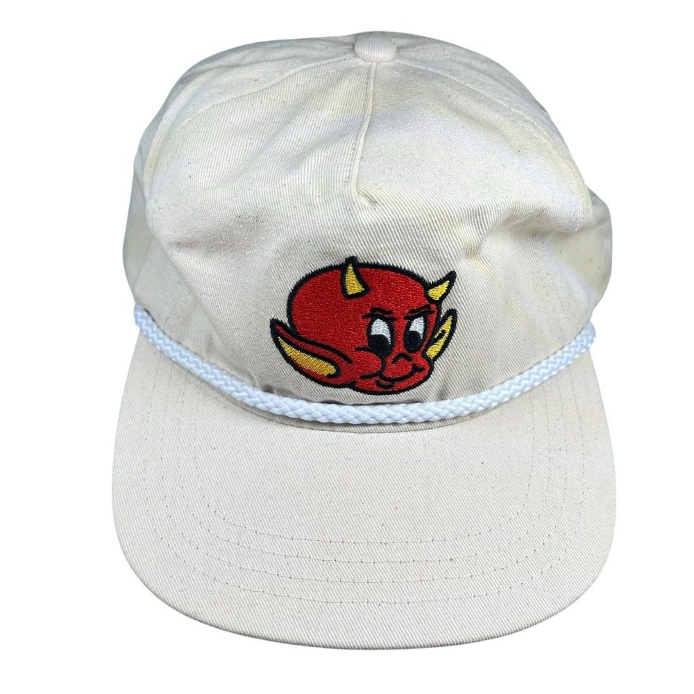 Indestructible MFG Devil Rider Snapback Hat Cream Rope Cap Embroidered